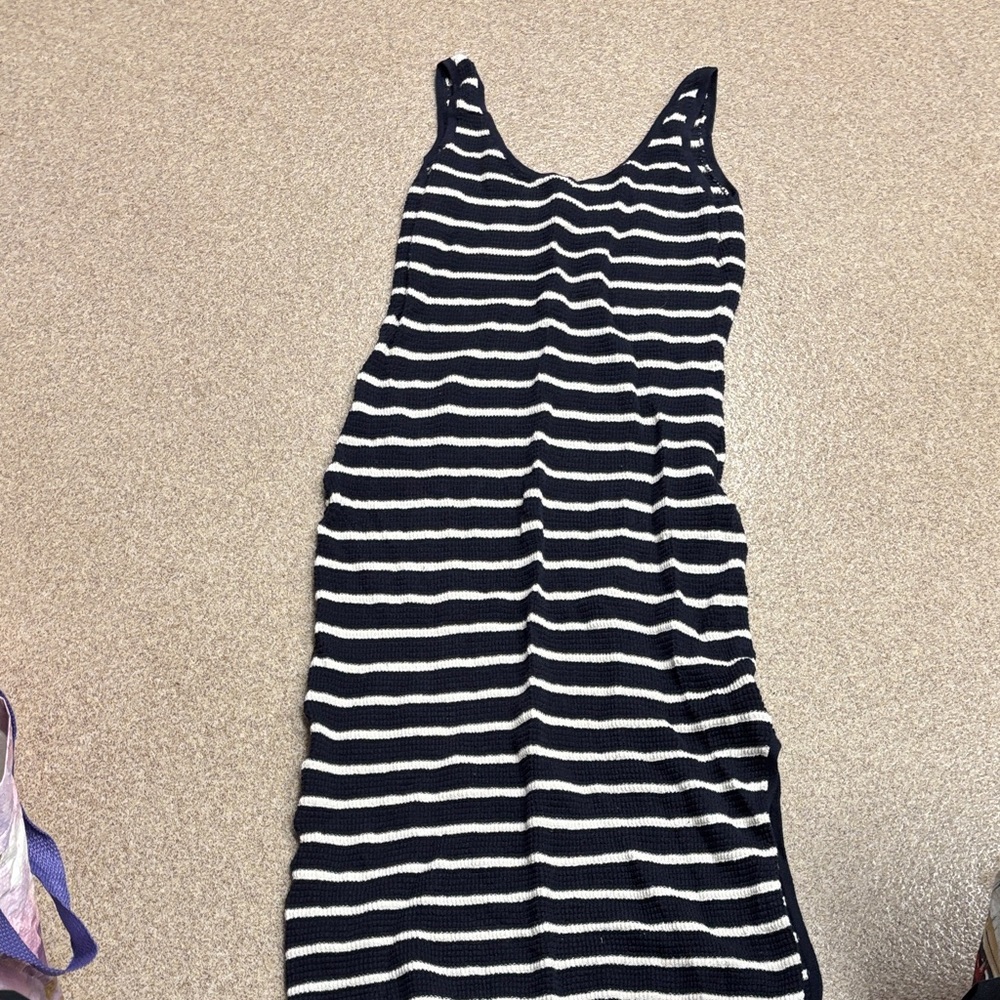 Express Striped Navy and White Maxi Dress